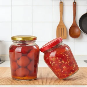 200ml 300ml 400ml Round Glass Pickle Jars with Airtight Lids Clear Food Storage Containers
