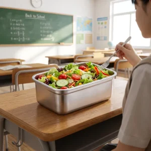 Airtight Dry Food Fruits Vegetable Storage Containers Lunch Box Microwaveable Stainless Steel Lunch Box Student Food Container