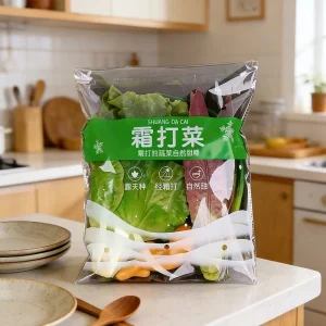 Anti foggy BOPP Side Gusset Bags Keep Fresh Fruit Vegetables Feed Lettuce Packaging Self Adhesive High Transparent Disposable