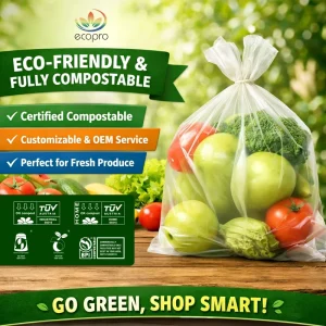 Certified Home Compostable Fruit & Vegetable Bags Manufacturer Compostable Produce Bags for Kitchen ECOPRO