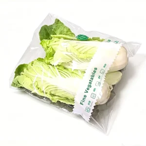 Clear Printed Perforated Plastic Vegetable Bags with Vent Hole and Self-Adhesive Closure