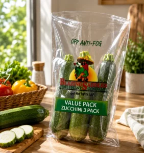 Custom Disposable OPP Anti Fog Fresh Keeping Vegetable Bag SC005 Transparent for Lettuce