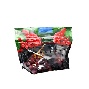 Custom Food Grade Stand up Pouch Clear Plastic Flat Bottom Fruit Vegetable Zipper with Air Vent Holes