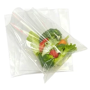 Custom Printed Clear PE Bottom Gusset Fruit & Vegetable Packaging Bags Recyclable Button Closure