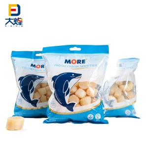 Custom Printed Heat Seal Laminated Plastic Three Side Seal Flat Pouch Meat Fish Shrimp Frozen Food Packaging Bags