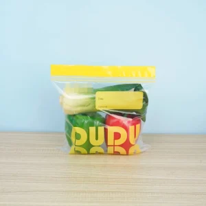 Custom Yellow PE Food Storage Ziplock Bags Resealable Produce Bags OEM Bulk
