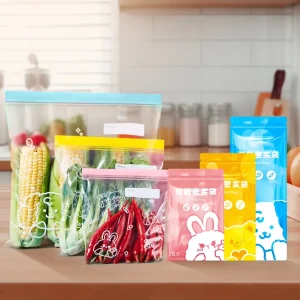 Eco Friendly Thickened Transparent Custom Ziplock Freezer Bags Household Fruit Veggie Fresh Keeping Sealed Food Storage