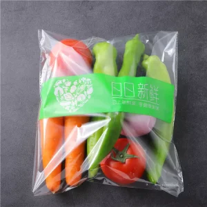 Eco friendly Custom Printed Food Grade Disposable Anti fog BOPP Self Adhesive Bag for Fresh Vegetables Packaging