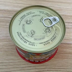 Empty Customized Silver Food-Grade Tin Cans for Canned Fruits, Vegetables, and Meat with Pull-Ring Cover Metal Lid Offset