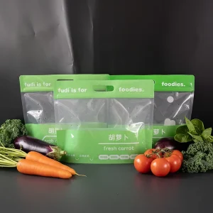 Food Grade Moisture Proof Gravure Printed PET CPP Stand up Zipper Bags for Carrots Green Beans & Eggplants Vegetable Packaging
