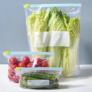 Food Grade PE Transparent Stand up Ziplock Bags Reusable Freezer Bags 1 3L Capacity for Fruit Vegetable Food Storage