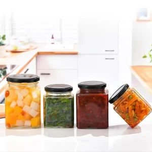Food Grade Square Mini 50ml 80ml 100ml 500ml 730ml Chili Sauce Honey Jam Pickle Vegetables Storage Glass Jar