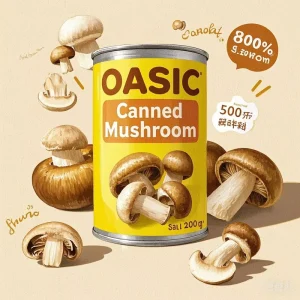 Food Vegetables Canned Mushrooms Whole Slices Pieces and Stems in Water Natural Fresh Taste