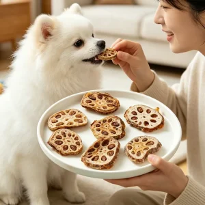Freeze Dried Lotus Root Slices Dog Cat Treats Natural Crunchy Vegetable Snack High Fiber Low Fat Vegan Chews OEM