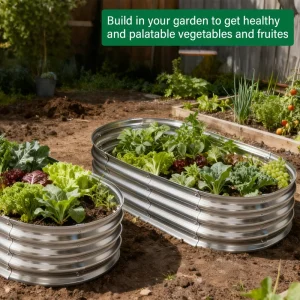 Galvanized Metal Raised Planter Box for Vegetables Flowers and Herbs Rustproof Outdoor Container
