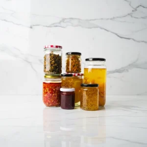 Glass Food Packaging Jar 180ml 280ml 380ml 500ml with Iron Lid Seal for Pickled Vegetables