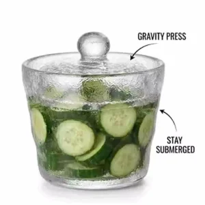 Glass Pickle Jar with Water Seal Lid for Kimchi Paocai and Sauerkraut Airtight Fermentation Jar