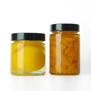 Glass Storage Jar with Metal Lid, 6oz 8oz 12oz 16oz 26oz, Round, Black Cover