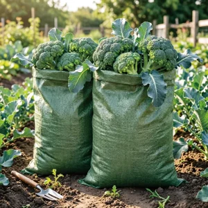 Green Woven Bag for Fresh Vegetable Harvest and Transport