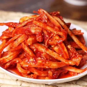 Handcrafted Organic Platycodon Pickles with Salt Preservation for a Unique Flavorful Slightly Salty & Spicy Kimchi Experience