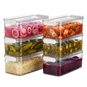 Kimchi Pickled Refrigerator Organizer Stackable Box Freezer Airtight Vegetables Fruit Food Dumpling Storage Containers with Lids