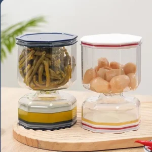 Kitchen Plastic Dry Wet Separation Sealed Hourglass Shaped Kimchi Jar Pickling Container Salted Vegetable Storage