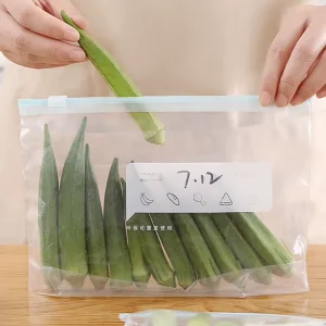 LDPE Household Zipper Freezer Grip-Seal Bag for Vegetables, Stand-Up Slider Lock