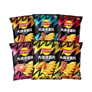 Lay’s Vegetable Snacks Big Wave Puffed Cut Potato Chips Multi flavored Exotic Snacks 40g