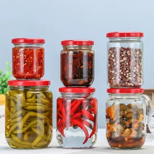 Metal Lid Glass Storage Jars for Pickled Vegetables, Juice and Food