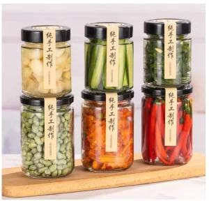 New Design Cylinder Glass Jar Easy Open End for Jam Food Storage Sauce Pickles Honey Preserve with Lid