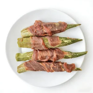OEM Private Label Grain-Free High-Fiber Chicken and Duck Wrapped Okra Dog Treats