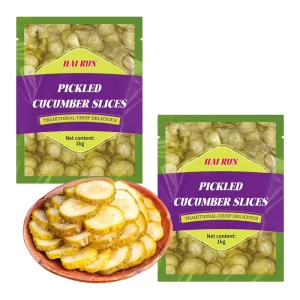 Organic Crispy Cucumber Pickles Spicy Sour Sliced Preserved Vegetarian Dish Salt Oil Water Brine Preserved Bulk Packaged