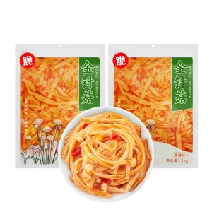 Organic Pickled Needle Mushroom with Spicy Flavor Salt Preserved Ingredients Vinegar Cultivation Process