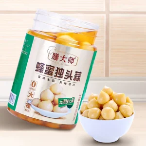 Organic Sweet Vinegar Preserved Honey Garlic Single Head Pickled Garlic 900g