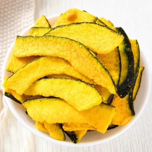Organic and Greenhouse Grown Quality Crispy Dried Pumpkin Chips Ready to Eat Market Snack with Natural Sweetness
