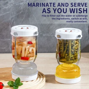 Pickle Juice Separator Wet Dry Strainer Flip Top Hourglass Jar Airtight Storage Kitchen Portable Multifunction Olive Pickle
