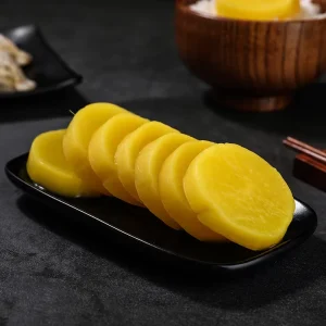 Pickled Daikon Slices with Turmeric, Dye-Free, Japanese Restaurant Appetizer, IFS Certified