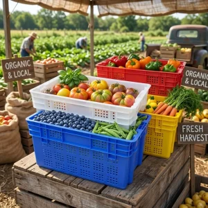 Plastic Mesh Crate Storage Turnover Box for Fresh Fruit and Vegetables Stackable Nestable Manufacturer