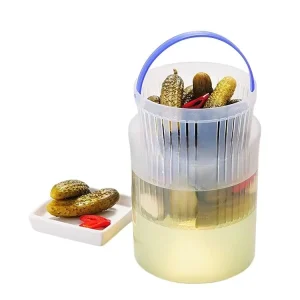 Plastic Pickle Container with Strainer for Refrigerator Food and Beverage Storage