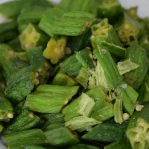Salty and Sweet Dried Fruit and Vegetable Snacks Vacuum-Fried Okra Chips