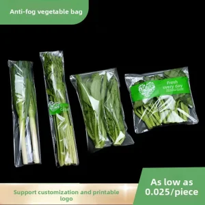 Self Adhesive Anti fog BOPP Food Grade Vegetable Packing Bag Spot Supermarket Perforated Breathable Fruit Vegetable Bag
