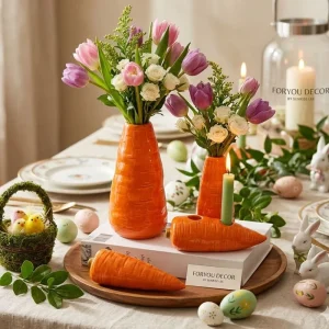Set of 4 Ceramic Carrot Home Decor Ceramic Decor Candle Holder Decoration
