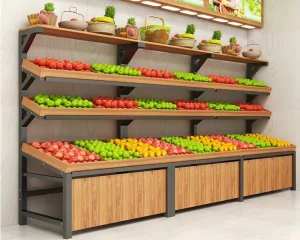 Used Custom Floor-Standing Supermarket Retail Display Rack for Fruits and Vegetables