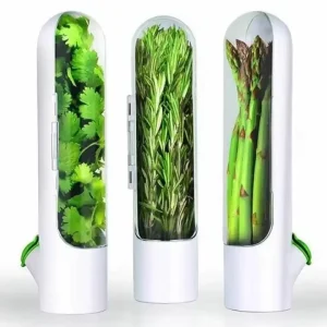 Vanilla Keep-Fresh Cup Herb Storage Container for Cilantro, Mint, Parsley, and Asparagus