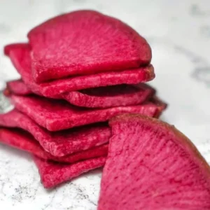 Vegan Dehydrated Radish Chips Hard Texture Fried Snacks with Salty Taste Box Packaging Great for Gift Shoppers