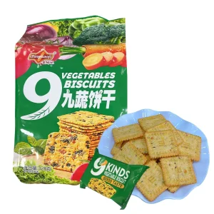 Vegetable Biscuits Cracker Nine Types of Vegetables Types Crispy and Savory Biscuits 328g Bag Vegan Snack Salty Square