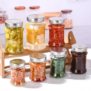 Wide Shoulder Glass Jar with Airtight Lid for Pickles Jam and Food Storage